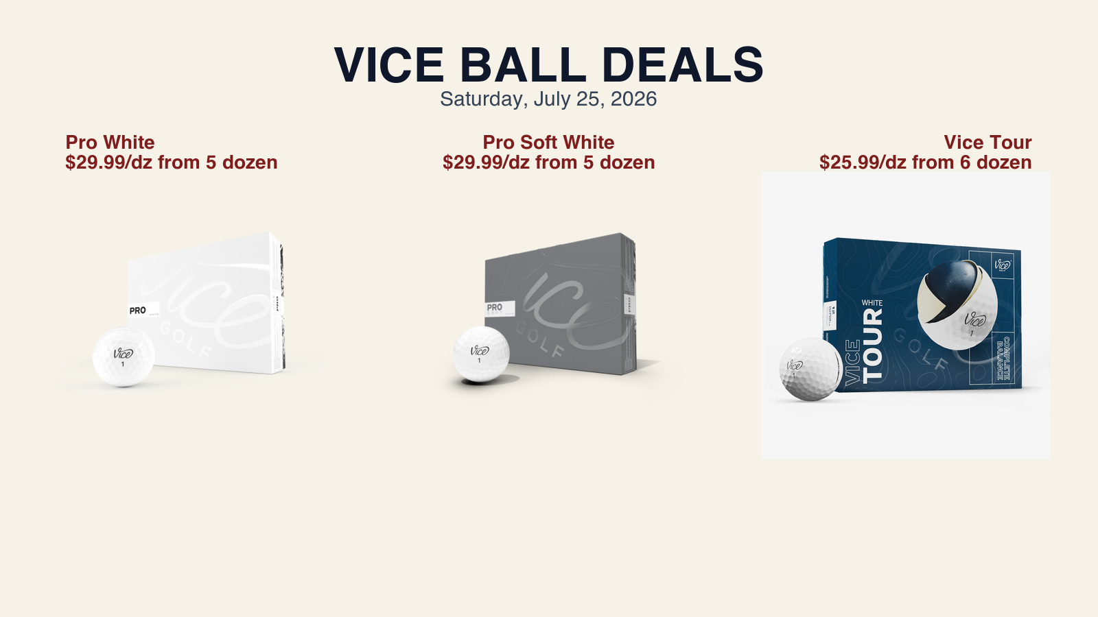 3 Vice Golf Ball Deals Worth Checking on July 25, 2026: Pro White '23, Pro Soft White '23, and Vice Tour